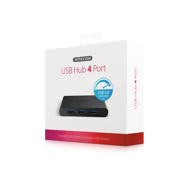 SITECOM USB 3.0 Hub 4 Port CN-083 Incl. Power adapter