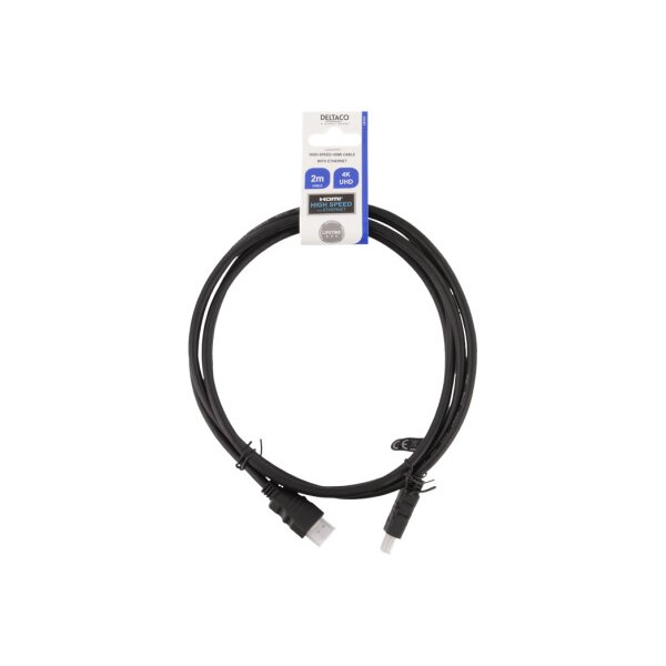 DELTACO HDMI cable High Speed HDMI-920 w/Ethernet,4K,60Hz,UHD,2m