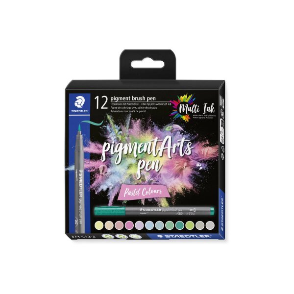 STAEDTLER Feutre de coloriage &agrave; brush 371 C12-2 pigment pen 376 12er Set