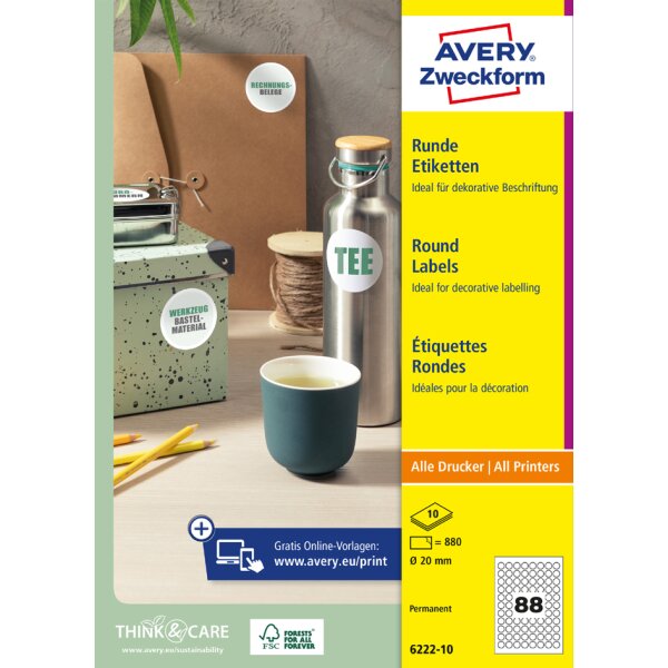 AVERY Zweckform Kennzeichnungs-Etiketten, Durchmesser: 40 mm