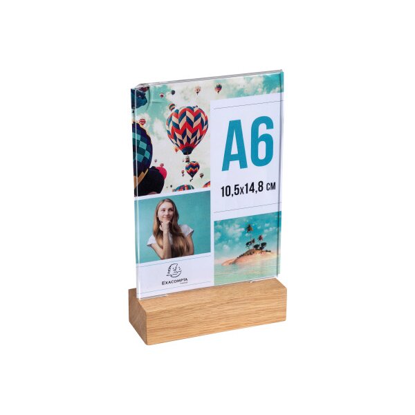 EXACOMPTA Présentoir de table A6 86258D transparent, bois haut