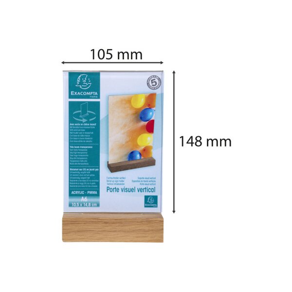 EXACOMPTA Présentoir de table A6 86258D transparent, bois haut
