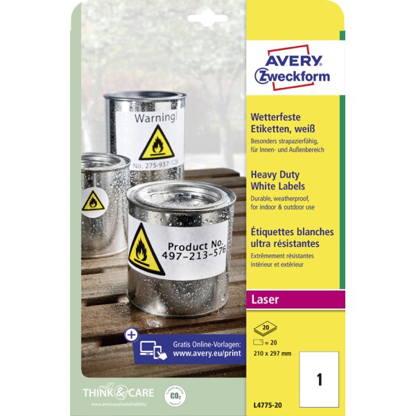 AVERY Zweckform wetterfeste Etiketten, 99,1 x 139 mm, weiss