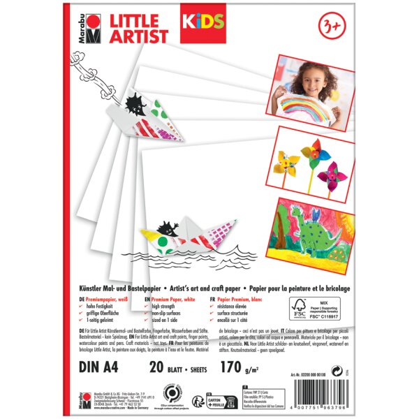 Marabu KiDS Mal- und Bastelpapier Little Artist, DIN A4