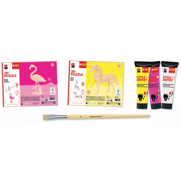Marabu KiDS Kit peinture & puzzle Little Artist, flamant