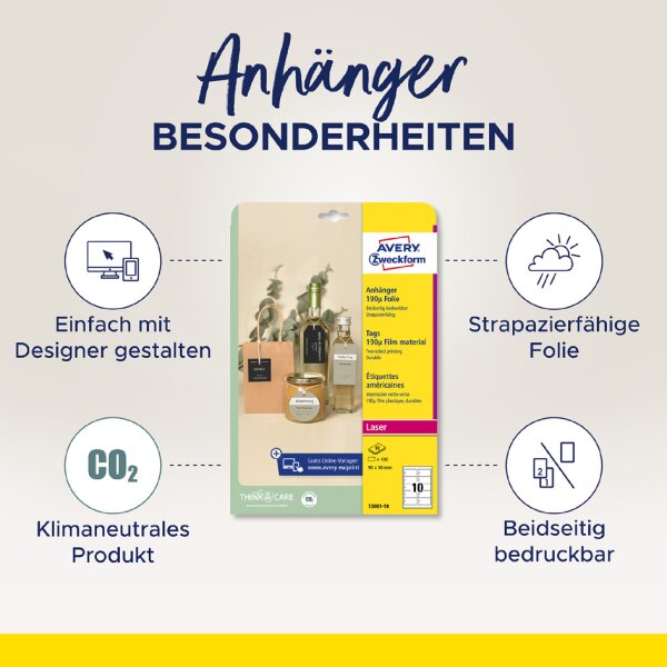 AVERY Zweckform Etiquette américaine, film, mat, blanc