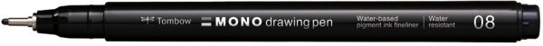 Tombow Fineliner MONO drawing pen, schwarz, Strichstärke 08