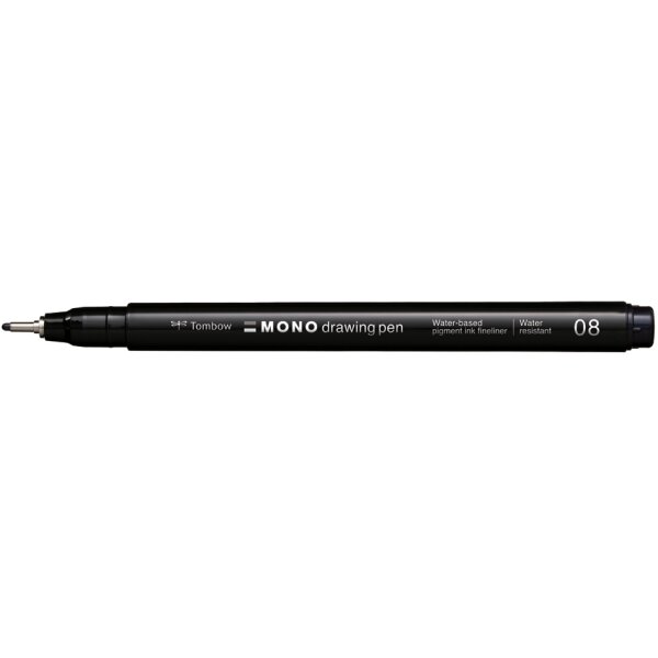 Tombow Fineliner MONO drawing pen, schwarz, Strichstärke 08