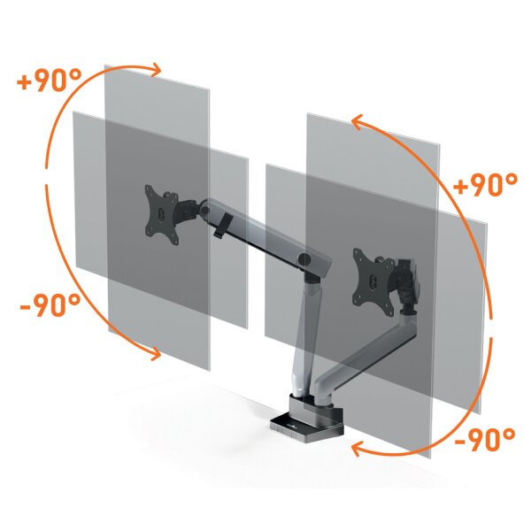DURABLE Bras SELECT PLUS, pour 2 écrans, pince