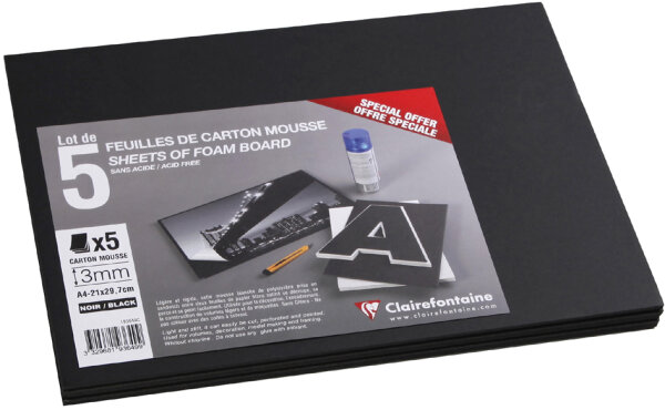 Clairefontaine Foam Board, 210 x 297 mm (A4), 3 mm, schwarz