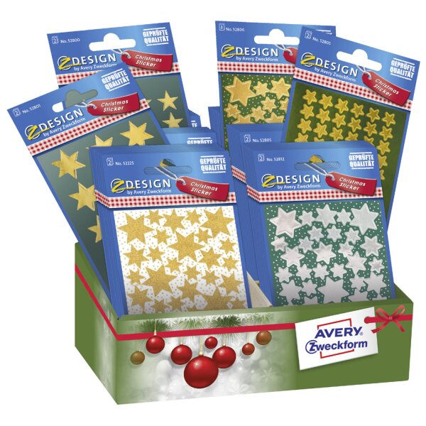AVERY Zweckform ZDesign Weihnachts-Sticker "Sterne", Display