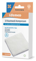 Lifemed Baumwoll-Kompressen, 95 x 95 mm, weiss
