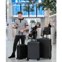 JSA Reisetrolley-Set, 50% recycletes ABS, 3er Set, schwarz