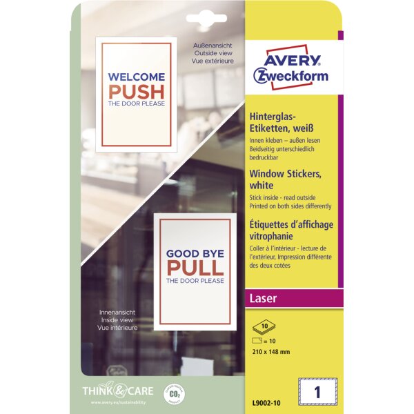AVERY Zweckform Etiquette daffichage vitrophanie, blanc