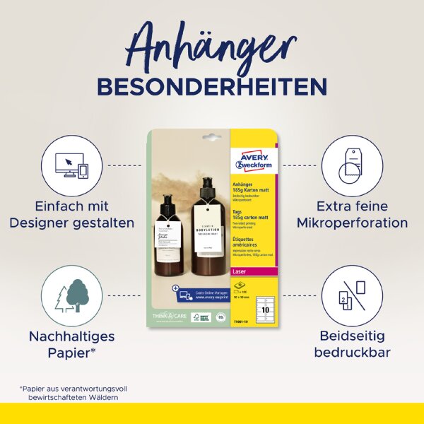 AVERY Zweckform Etiquette américaine, carton, 185 g/m2
