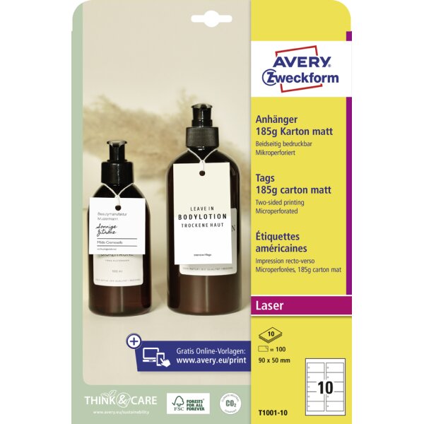 AVERY Zweckform Etiquette américaine, carton, 185 g/m2