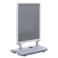 EUROPEL Panneau trottoir avec pied en plastique, A0, argent