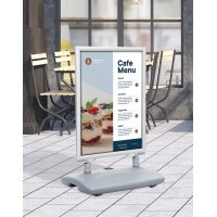 EUROPEL Panneau trottoir avec pied en plastique, A1, argent