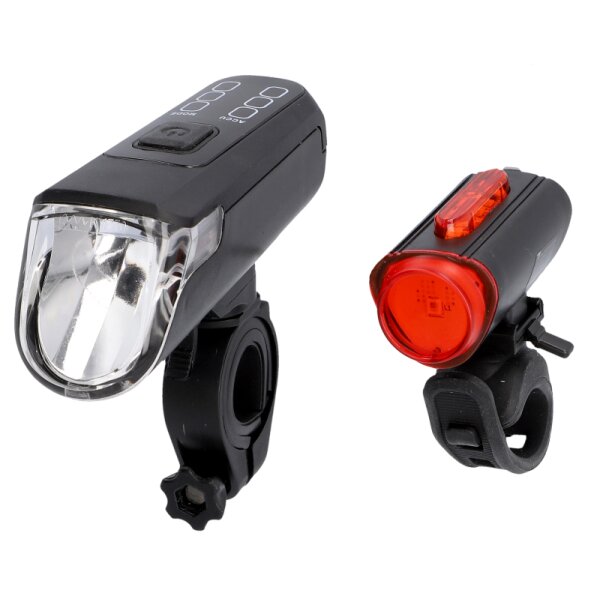FISCHER Kit d&eacute;clairage LED USB pour v&eacute;lo TWIN, rechargeable