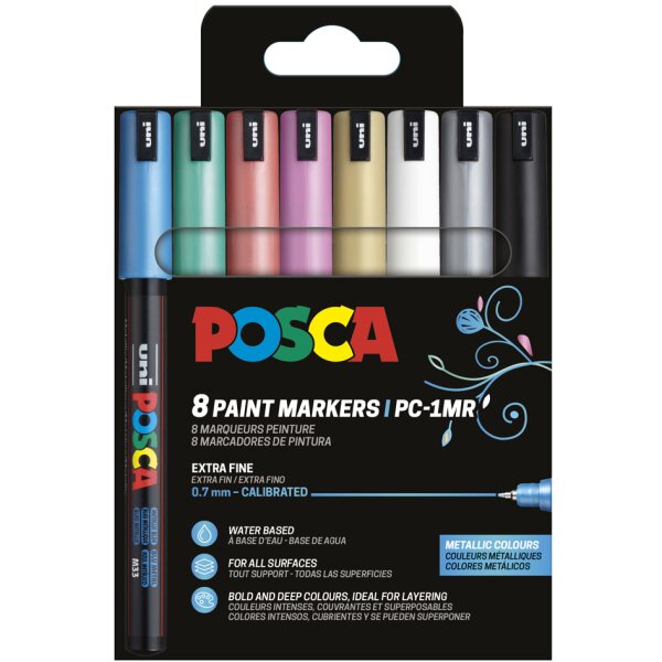 POSCA Pigmentmarker PC1MR, 8er Box, farbig sortiert