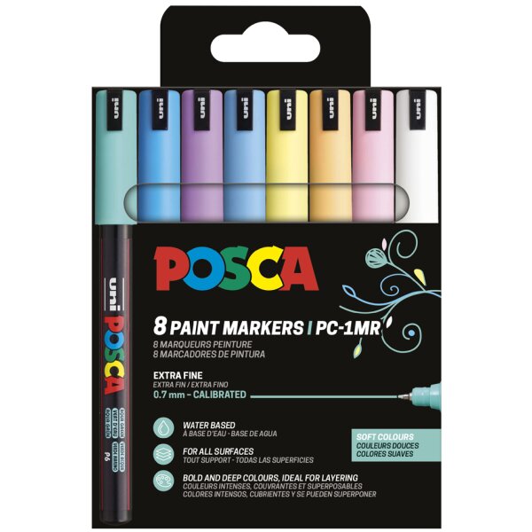 POSCA Pigmentmarker PC1MR, 8er Box, farbig sortiert
