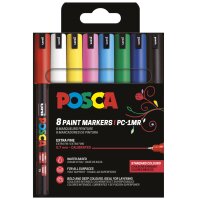 POSCA Pigmentmarker PC1MR, 8er Box, farbig sortiert