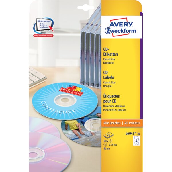 AVERY Zweckform Etiquette CD ClassicSize, blanc