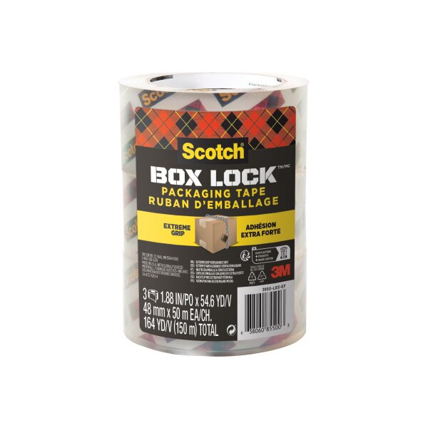 SCOTCH Verpackungsband 48mmx50m 3950-RD kristallklar 3 Rollen