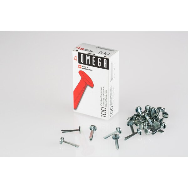OMEGA Rundkopfklammern 4 22mm 134020492 Alu 100 Stück