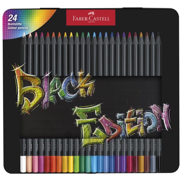 FABER-CASTELL Dreikant-Buntstifte Black Edition, 100er Etui