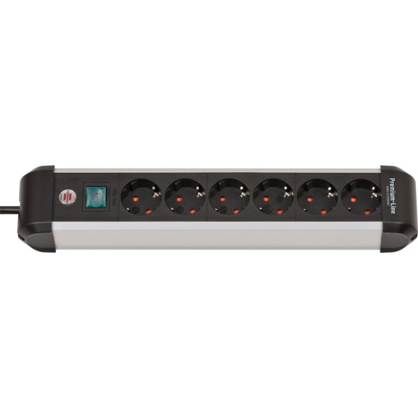 brennenstuhl Steckdosenleiste Premium-Alu-Line, 6-fach