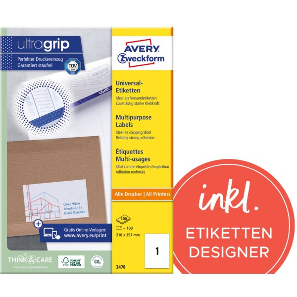 AVERY Zweckform Universal-Etiketten, 48 x 21 mm, weiss