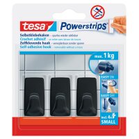 tesa Powerstrips Haken LARGE Rechteck, schwarz