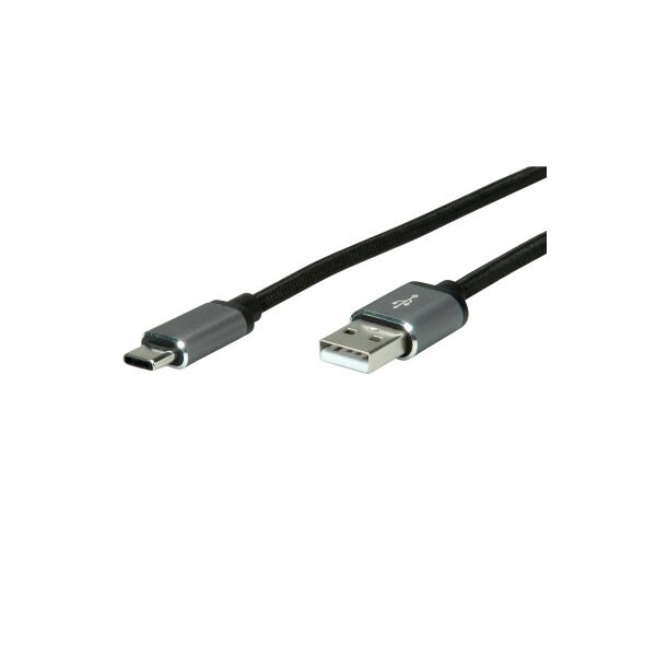 ROLINE USB-A-C, Datenkabel 11.02.9027 Black/Sil, ST/ST, USB 2.0 0.8m