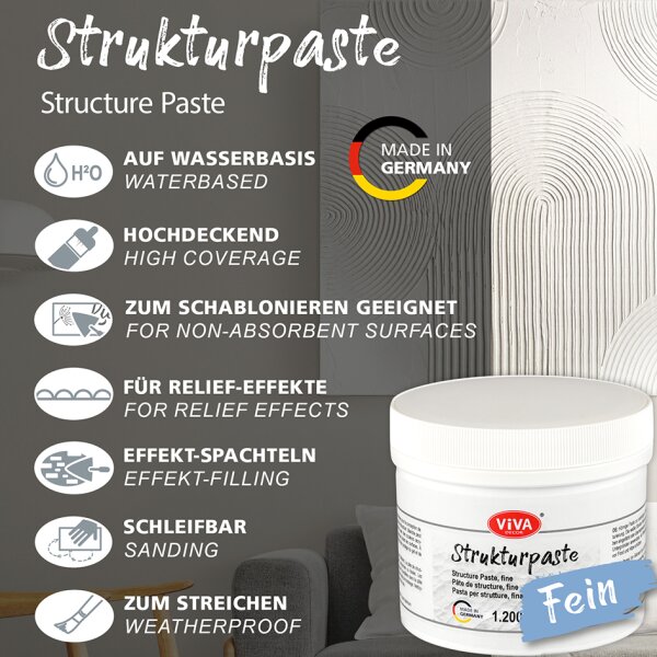 ViVA DECOR Strukturpaste fein, weiss, 1.200 g