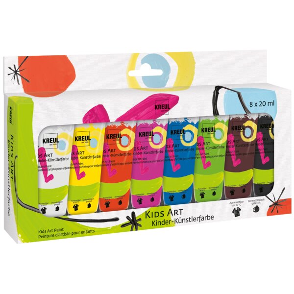 KREUL Kids Art Kinder-Künstlerfarbe, 20 ml, 8er-Set