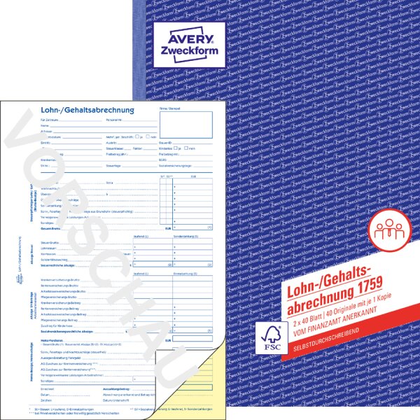 AVERY Zweckform Formularbuch Lohnabrechnung Minijob, A4, SD