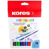 Kores Fasermaler "Korello", fein, 12er Karton-Etui