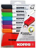 Kores Kit de marqueurs pour tableau blanc, 7 marqueurs +