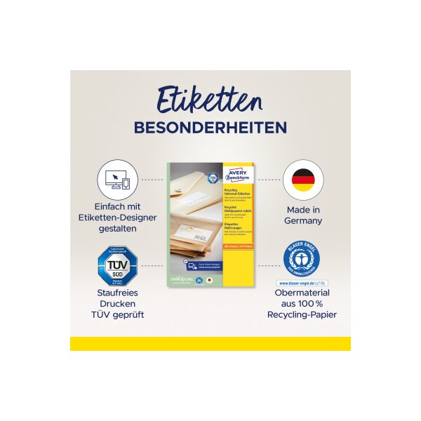AVERY ZWECKFORM Etiketten 38x21,2mm LR3666 recycling 6500 Stück