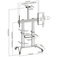DIGITUS TV Präsentationswagen, für Monitore bis...