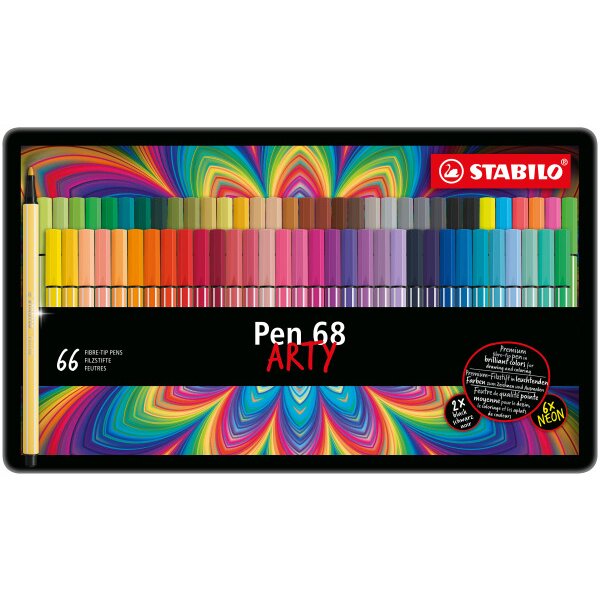 STABILO Stylo fibre Pen 68 Arty 6866-031 boîte métal 66 pièces