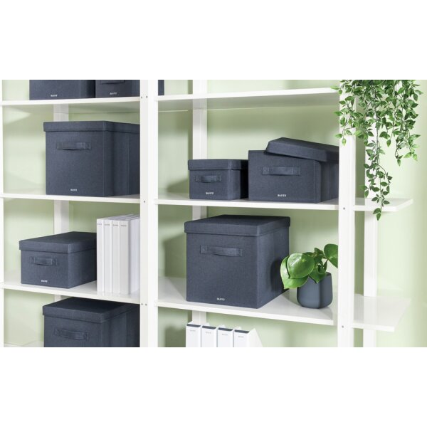 LEITZ Aufbewahrungsbox aus Stoff, Grösse M, 2er Set, samtgrau