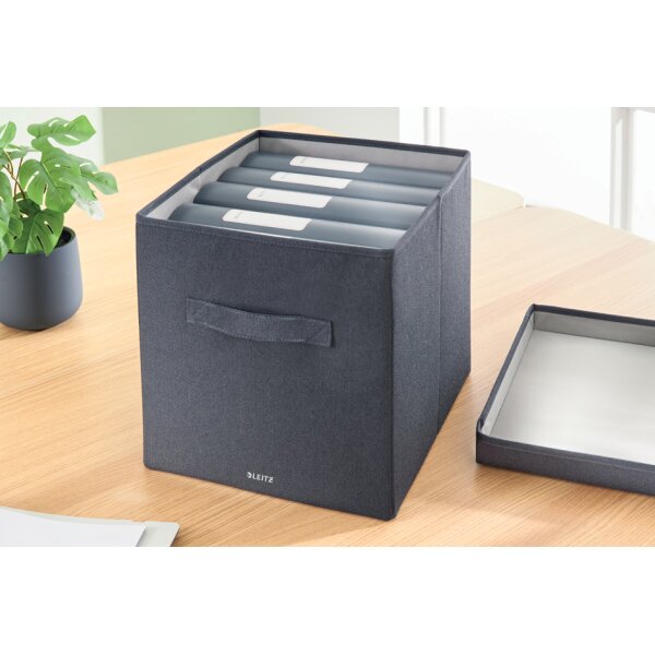 LEITZ Aufbewahrungsbox aus Stoff, Grösse L, 2er Set, samtgrau