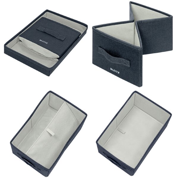 LEITZ Aufbewahrungsbox aus Stoff, Grösse L, 2er Set, samtgrau