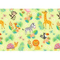 SUSY CARD Papier cadeau Cute animals vert, sur rouleau