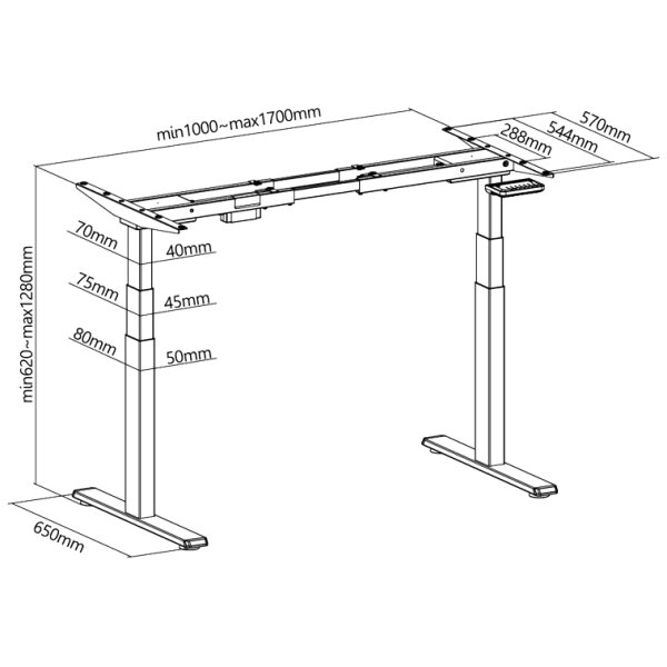 LogiLink Schreibtischgestell, elektrisch höhenverstellbar