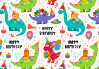 SUSY CARD Papier cadeau Birthday Dinos, sur rouleau