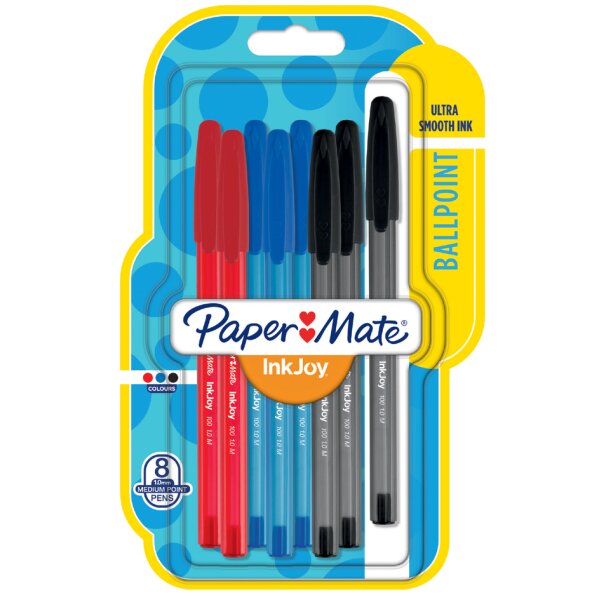 Paper:Mate Kugelschreiber InkJoy 100, 8er Blister, schwarz