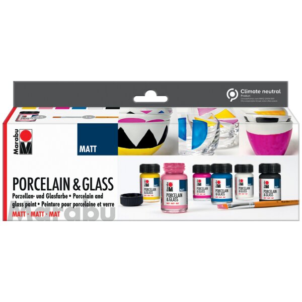 Marabu Peinture Porcelain & Glass Matt, kit de démarrage